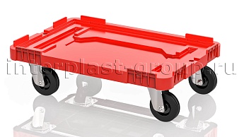 Тележка пластиковая сплошная без тормозов усиленная красная в Ереване