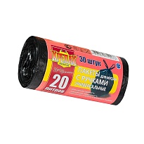 Мешки для мусора 20 л, с ручками, черные, в рулоне 30 шт., ПНД, 10 мкм, 550х440 мм, Крепак, 4607075710276 в Ереване Мешки для мусора 20 л, с ручками, черные, в рулоне 30 шт., ПНД, 10 мкм, 550х440 мм, Крепак, 4607075710276 в Ереване