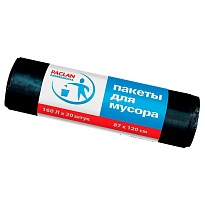 Мешки для мусора 160 л, черные, в рулоне 20 шт., ПВД, 30 мкм, 1200х870 мм, PACLAN Professional, 604082 в Ереване Мешки для мусора 160 л, черные, в рулоне 20 шт., ПВД, 30 мкм, 1200х870 мм, PACLAN Professional, 604082 в Ереване