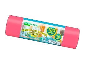 Мешки для мусора 120 л, с завязками, красные, в рулоне 10 шт., ПНД, 15 мкм, 800х750 мм, VIP, Z12010red в Ереване