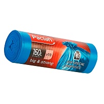 Мешки для мусора 160 л, синие, в рулоне 10 шт., ПВД, 21 мкм, 1200х870 мм, PACLAN Big&Strong, 604075 в Ереване
