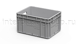 Евроконтейнер открытые ручки/усиленное дно 400х300х220 серый