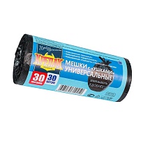 Мешки для мусора 30 л, с ушками, черные, в рулоне 30 шт., ПНД, 9 мкм, 600х500 мм, Крепак, 4607075710450 в Ереване Мешки для мусора 30 л, с ушками, черные, в рулоне 30 шт., ПНД, 9 мкм, 600х500 мм, Крепак, 4607075710450 в Ереване
