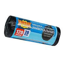 Мешки для мусора 120 л, с ушками, черные, в рулоне 20 шт., ПНД, 15 мкм, 1100х700 мм, Крепак, 4607075710368 в Ереване Мешки для мусора 120 л, с ушками, черные, в рулоне 20 шт., ПНД, 15 мкм, 1100х700 мм, Крепак, 4607075710368 в Ереване