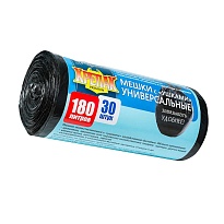 Мешки для мусора 180 л, с ушками, черные, в рулоне 30 шт., ПНД, 20 мкм, 1150х800 мм, Крепак, 4607075710399 в Ереване