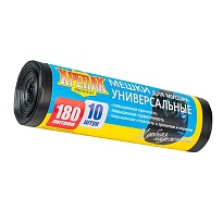 Мешки для мусора 180 л, черные, в рулоне 10 шт., ПНД, 20 мкм, 1150х800 мм, Крепак, 4607075710481 в Ереване Мешки для мусора 180 л, черные, в рулоне 10 шт., ПНД, 20 мкм, 1150х800 мм, Крепак, 4607075710481 в Ереване