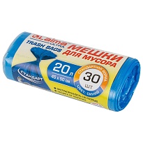 Мешки для мусора 20 л, синие, в рулоне 30 шт., ПНД, 8 мкм, 500х450 мм, LAIMA, 607682 в Ереване