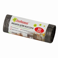 Мешки для мусора 30 л, черные, в рулоне 20 шт., ПНД, 5 мкм, 550х470 мм, Любаша эконом, 605329 в Ереване