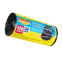 Мешки для мусора 120 л, черные, в рулоне 30 шт., ПНД, 15 мкм, 1100х700 мм, Крепак, 4607075710122 в Ереване