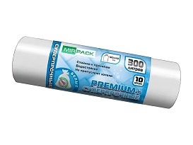 Мешки для мусора 300 л, белые, в рулоне 10 шт., ПВД 70 мкм, 1400х1000 мм, PREMIUM+, 300101602 в Ереване