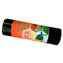 Мешки для мусора 60 л, черные, в рулоне 30 шт., ПНД, 6 мкм, 640х580 мм, Концепция Быта EcoClean, 603890 в Ереване