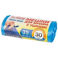 Мешки для мусора 35 л, с ушками, синие, в рулоне 30 шт., ПНД, 11 мкм, 650х500 мм, LAIMA ULTRA, 607684 в Ереване