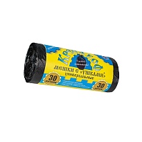 Мешки для мусора 30 л, с ушками, черные, в рулоне 30 шт., ПНД, 8 мкм, 580х460 мм, Крепакоф, 4607075710412 в Ереване Мешки для мусора 30 л, с ушками, черные, в рулоне 30 шт., ПНД, 8 мкм, 580х460 мм, Крепакоф, 4607075710412 в Ереване