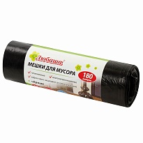 Мешки для мусора 180 л, черные, в рулоне 10 шт., ПВД, 24 мкм, 1060х800 мм, Любаша, 605336 в Ереване