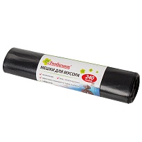 Мешки для мусора 240 л, черные, в рулоне 5 шт., ПВД 30 мкм, 1300х900 мм, Любаша, 605338 в Ереване Мешки для мусора 240 л, черные, в рулоне 5 шт., ПВД 30 мкм, 1300х900 мм, Любаша, 605338 в Ереване